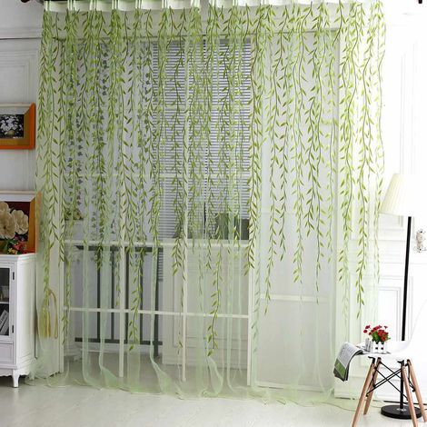 Salbeigrüne Vorhänge Im Bohème-stil – Grüne Voile-vorhänge – Wanddekoration – Für Kleine Fenster Und Schränke
