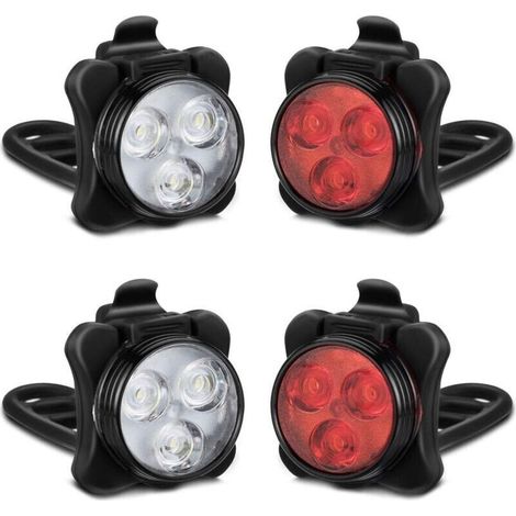 Set Mit 2 Wiederaufladbaren Fahrradlichtern, Led-fahrradlichter Vorne Und Hinten, 4 Beleuchtungsmodi, 650 Mah Lithium-batterie, Fahrradscheinwerfer, Ipx4 Wasserdicht, Einfach Zu Montieren Für Männer U