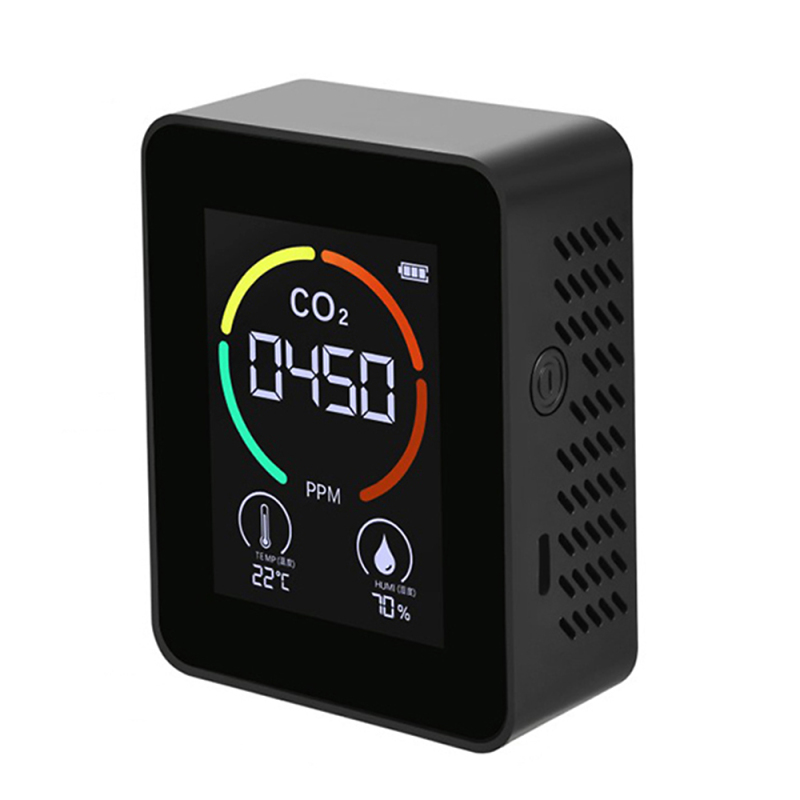 Multifunktionaler Raumluftqualitätsmonitor: Co₂-/temperatur-/feuchtigkeitsmonitor, Kohlendioxidsensor (ppm), Halbleiter, Led-anzeige, 1200-mah-akku