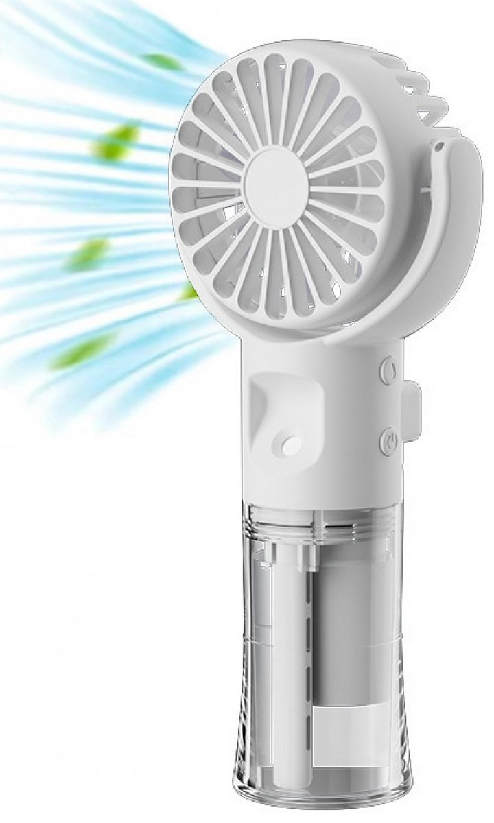 Tragbarer Ventilator – Wassernebel – Mini-ventilator – Wiederaufladbar – 4 Modi – Nebel – Wasser – Belüftung