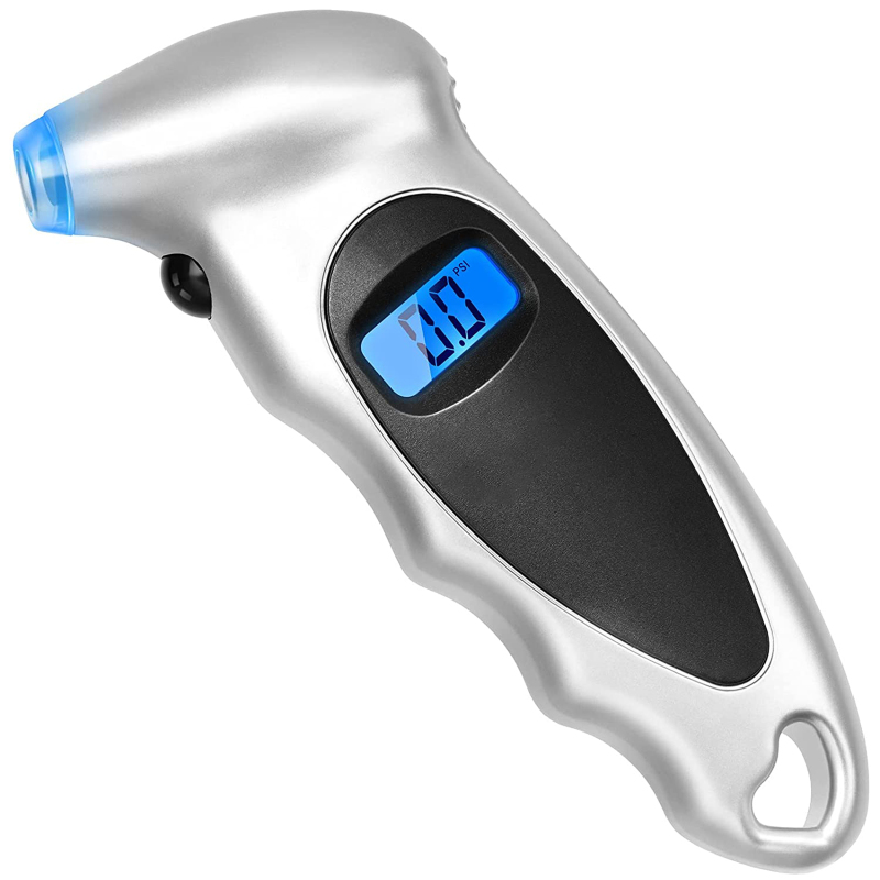 Digitales Reifendruckmessgerät, 150 Psi, 4 Einstellungen, Für Auto, Lkw Und Fahrrad, Mit Hintergrundbeleuchtetem Lcd-bildschirm Und Rutschfestem Griff, Silber (1 Stück)