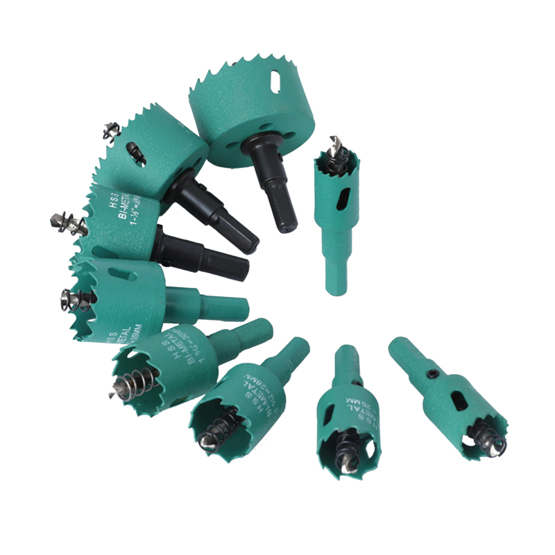 Set Mit 9 Bimetall-lochsägenbohrern Von 19 Bis 51 Mm Aus Hochgeschwindigkeitsstahl, Vielseitig Einsetzbar, Mit Sechskantschaft, Zum Bohren Von Holz, Kunststoff, Gips, Aluminium, Eisen Und Blech.