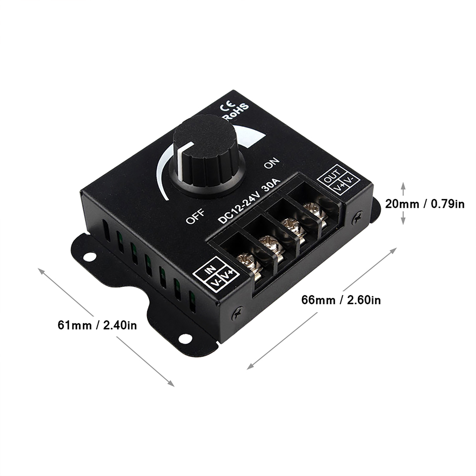 12-24v 30a Led-dimmer, Stufenloses Dimmen, Pwm-steuerung, Manueller Helligkeitsregler, Speicherfunktion, Für 5050 3528 Monochrome Led-streifen