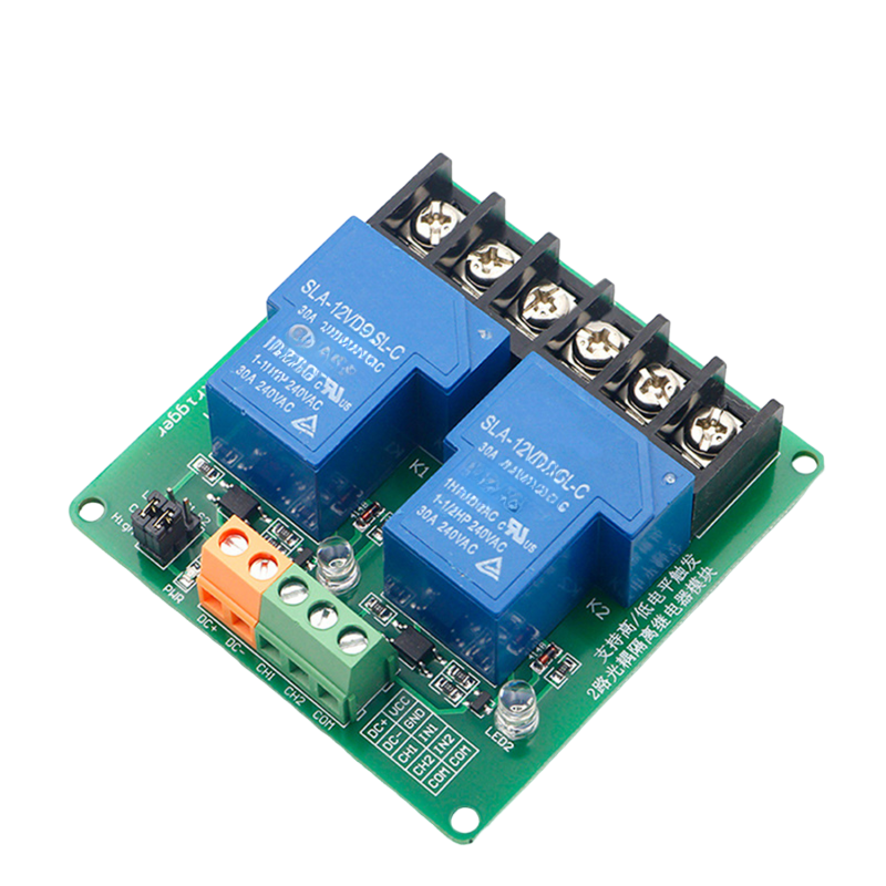 2-kanal-12v-dc-30a-relaismodul Mit Optokoppler-isolation Und High/low-triggerung