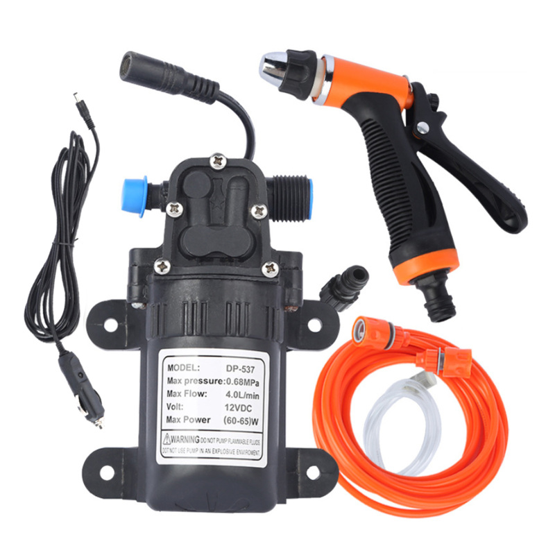 Hochdruck-autowaschset: 12-v-elektropumpe, 2-modus-sprühdüse, Stromkabel Und Schläuche.