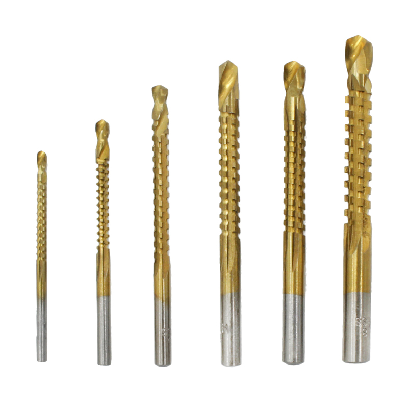 6-teiliges Set Hss-spiralbohrer Für Die Holzbearbeitung, Inklusive Multifunktions-aufweitdorn Für Metalle Und Sägenuten. Für Profis Und Heimwerker.