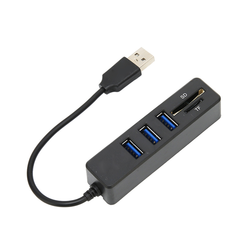 Usb 2.0-hub, Speicherkartenleser, Hochgeschwindigkeitsübertragung, Plug & Play, Einfacher Zugriff, Schwarzer Usb-splitter