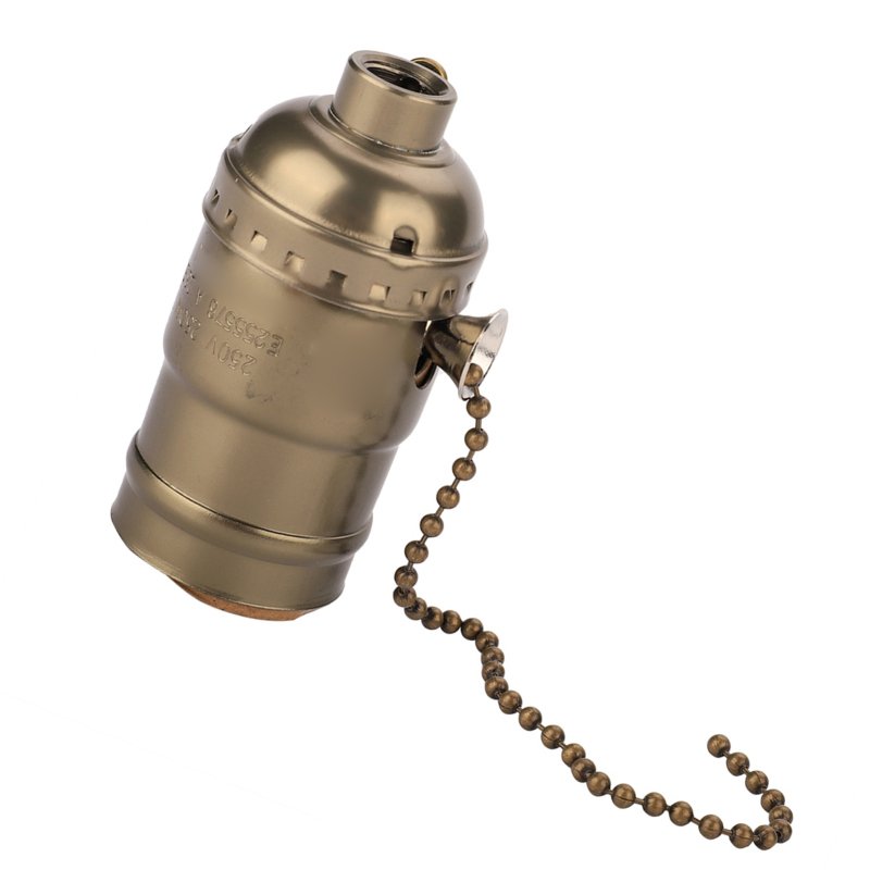Vintage-stil E27 Aluminiumfassung Mit Kette Für Schreibtischlampe, Schraubsockel (bronze)