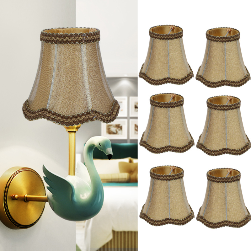 Set Mit 6 Stofflampenschirmen Für Tischlampen, Kompatibel Mit E14-kronleuchtern Und Wandleuchten.