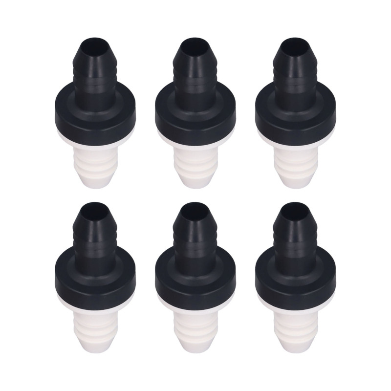 Satz Mit 6 Einweg-rückschlagventilen Aus Kunststoff Für Flüssigkeiten Und Gase, 3/8 Zoll (10 Mm) Anschlussdurchmesser, Gehäuse Aus Abs Cdbs6, Membran Aus Silikonkautschuk.