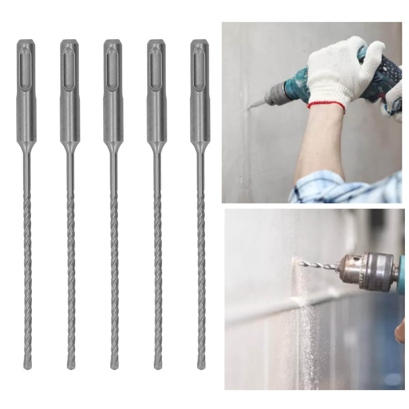 Set Aus 5 Rotierenden Schlagbohrern, 160 Mm Lang, Mit 2 Schneiden, Selbstzentrierender Hartmetallspitze, Für Ziegel, Stein Und Beton (4 Mm/0,16 Zoll).