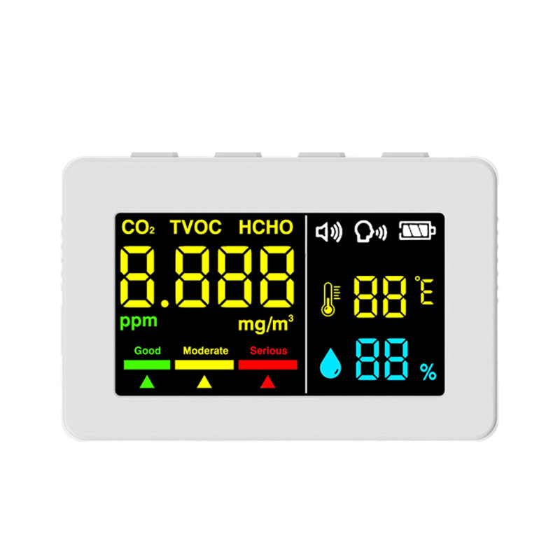 Elektrochemischer Formaldehydsensor, Luftqualitätsdetektor, Hcho-, Tvoc- Und Co2-tester, Hochpräzises Temperatur- Und Feuchtigkeitsmessgerät Mit Sprachalarm.