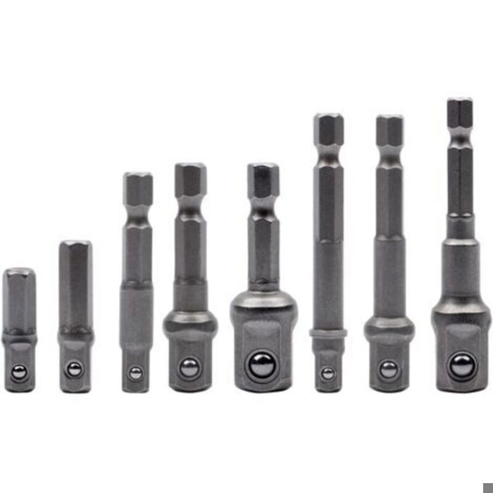 Acht Sechskant-steckschlüsseladapter, Größen 1/4" Bis 1/4"-3/8"-1/2", Geeignet Für Elektrische Bohrmaschinen/schraubendreher.