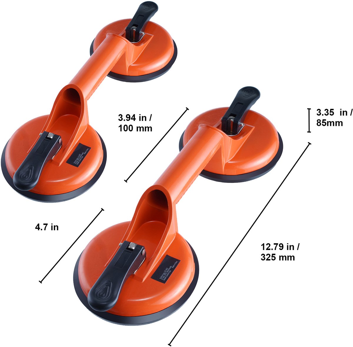 Glas-saugfuß, 11,9 Cm, 2er-set, Tragfähigkeit 150 Kg, Robust Mit Aluminiumgriff, Industrielles Hebewerkzeug Für Glas, Granit, Fliesen, Metall Und Holz.
