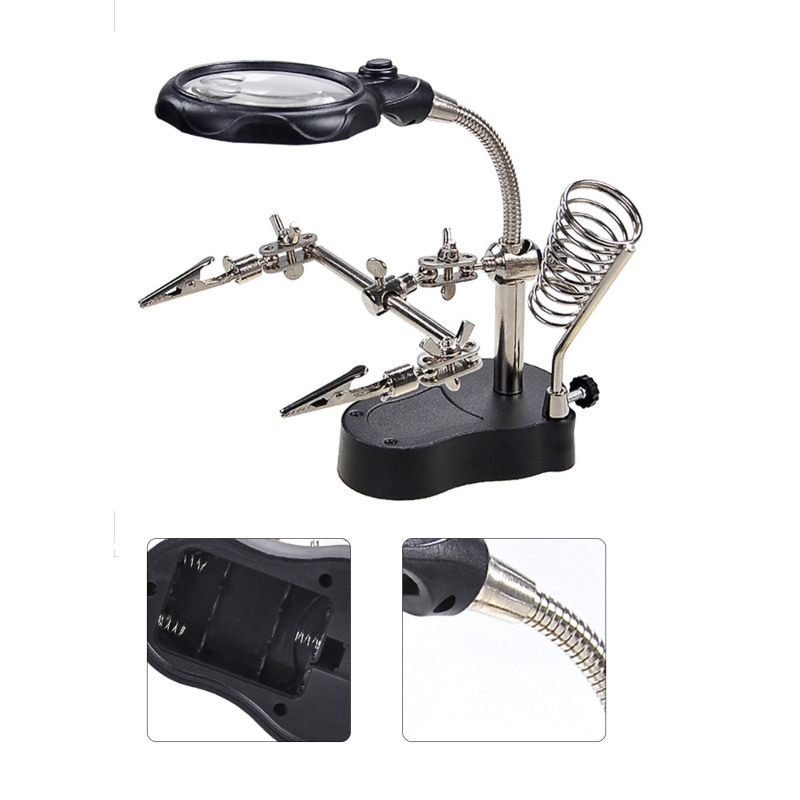 Lötstation Mit Lupe, Led-lampe Und Zusätzlichen Klemmen Für Die Gerätereparatur