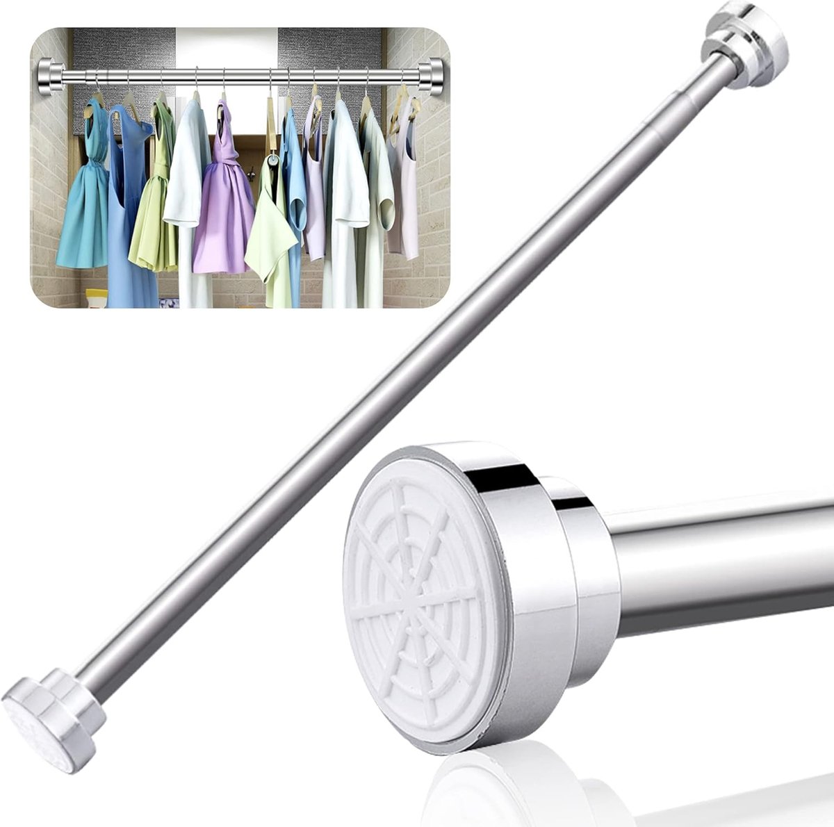 Ausziehbare Duschstange 55–85 Cm – Kein Bohren Erforderlich – Aluminium – Chrom-finish – Rutschfest