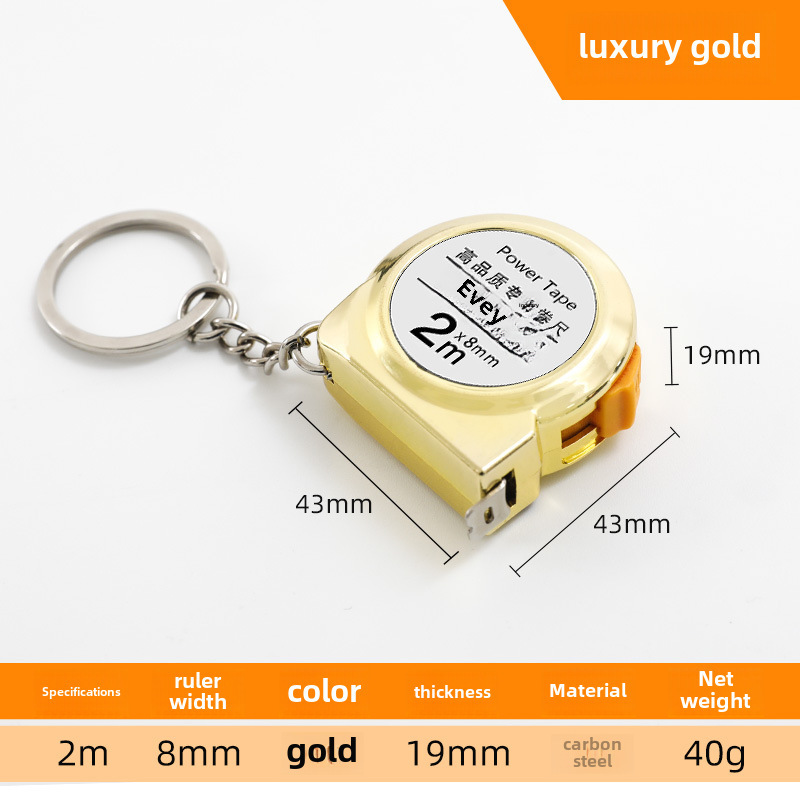 Praktisches Und Kompaktes Mini-maßband, Tragbares Taschenmaßband, Kleines 2 M Flexibles Stahlmaßband Für Den Heimgebrauch, Stahlschlüsselring (goldenes Luxus-mini-maßband)