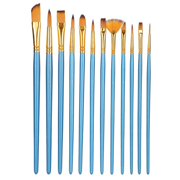 12-teiliges Nylonpinselset, Geeignet Für Öl-, Acryl-, Aquarell- Und Gouachemalerei