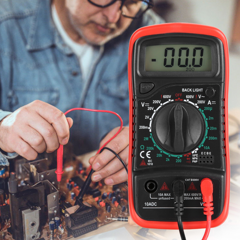 Xl830l Tragbares Digitalmultimeter Mit Lcd-bildschirm, Voltmeter, Amperemeter, Ohmmeter Und Strom- Und Spannungsmesser (rot)