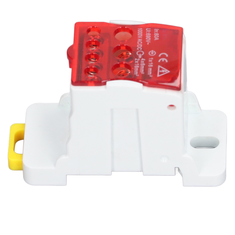 Din-schienen-klemmenverteilerkasten 690 V 80 A, Mit Messingklemmen Für Spleißbare Leiter, Für Haushaltsgeräte (rot).