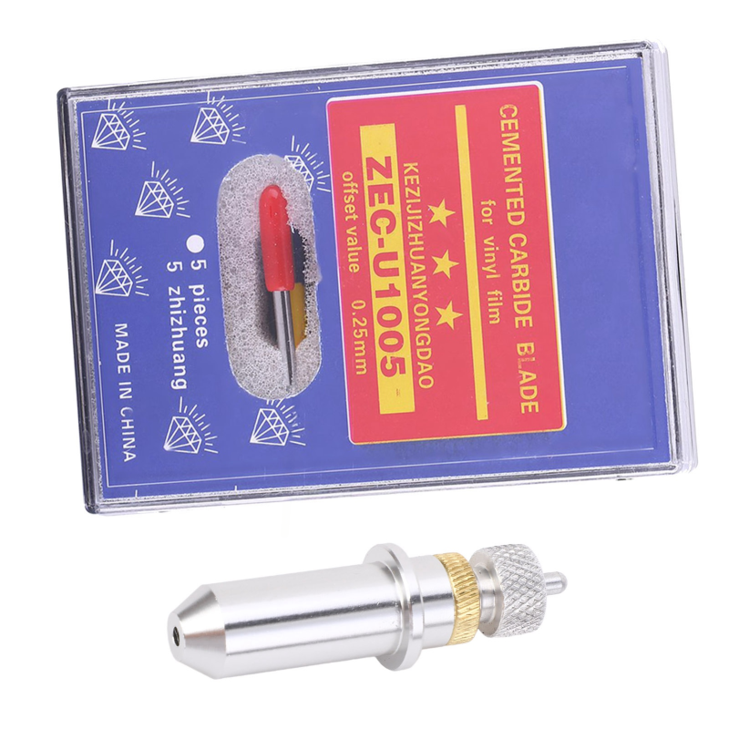 Satz Von 15 Wolframstahl-schneidklingen Für Plotter, Mit Halter (winkel Von 30, 45 Und 60°).