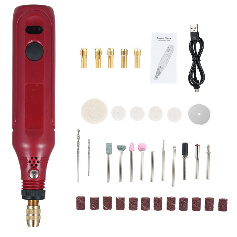 Mini-rotationswerkzeug-set (3,7 V) Mit 3 Geschwindigkeitsstufen Und 36 Zubehörteilen. Stiftförmiger Elektrischer Schleifer, Ideal Zum Polieren, Reinigen, Gravieren, Schleifen Und Für Bastelarbeiten.