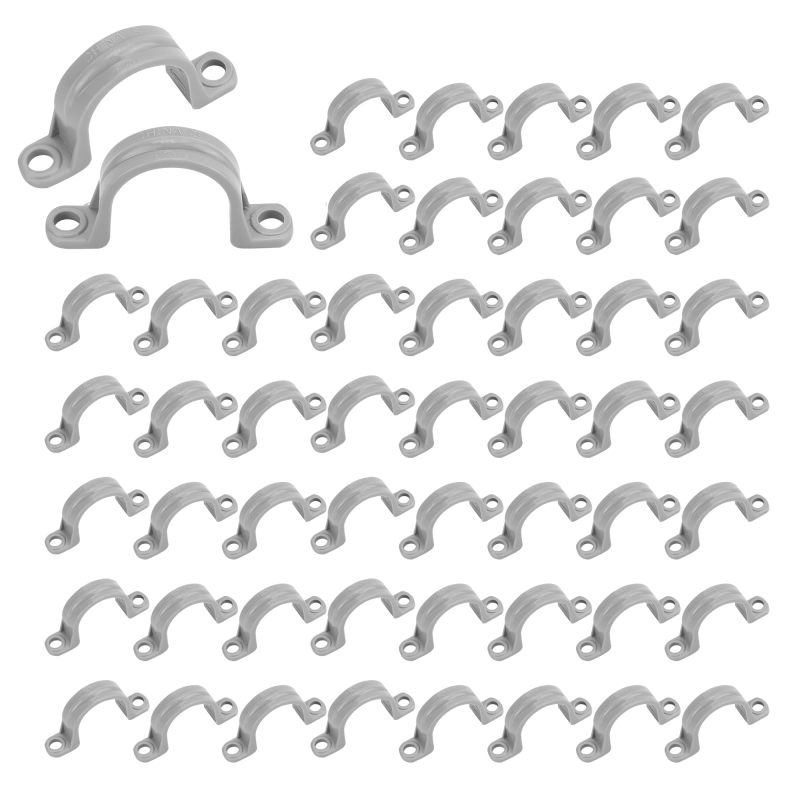 100 Pvc-rohrschellen Für 19 Mm (3/4 Zoll) Rohre, Robuste U-förmige Doppelloch-rohrschellen Aus Kunststoff, 2-loch-rohrschellen Aus Kunststoff