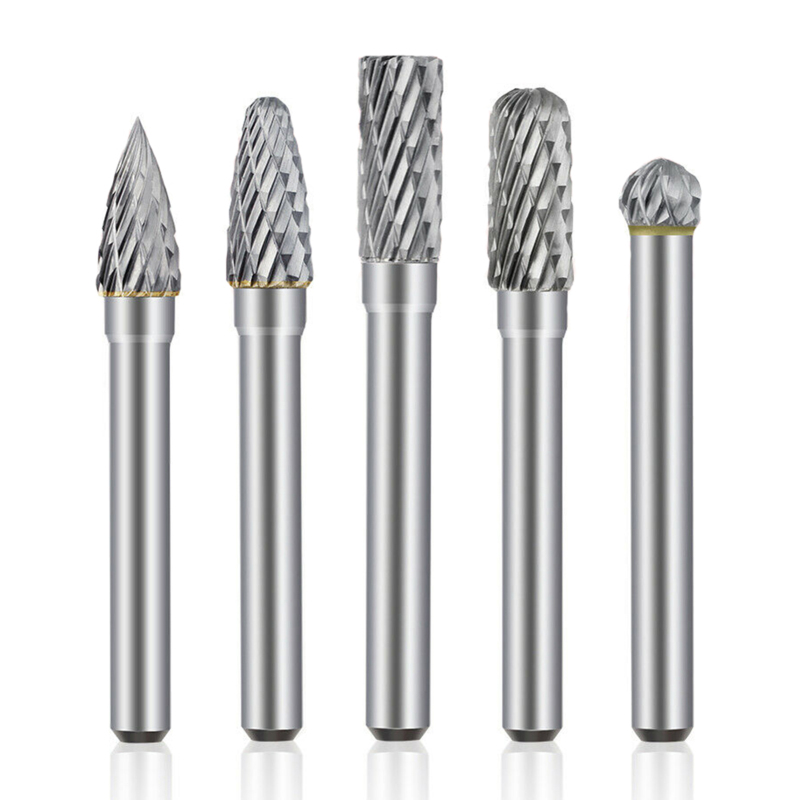 5 Doppelt Verzahnte Rotationsfräser Aus Wolframkarbid, 8 Mm, 6,35 Mm (1/4 Zoll) Schaft, Für Schleifmaschinen.