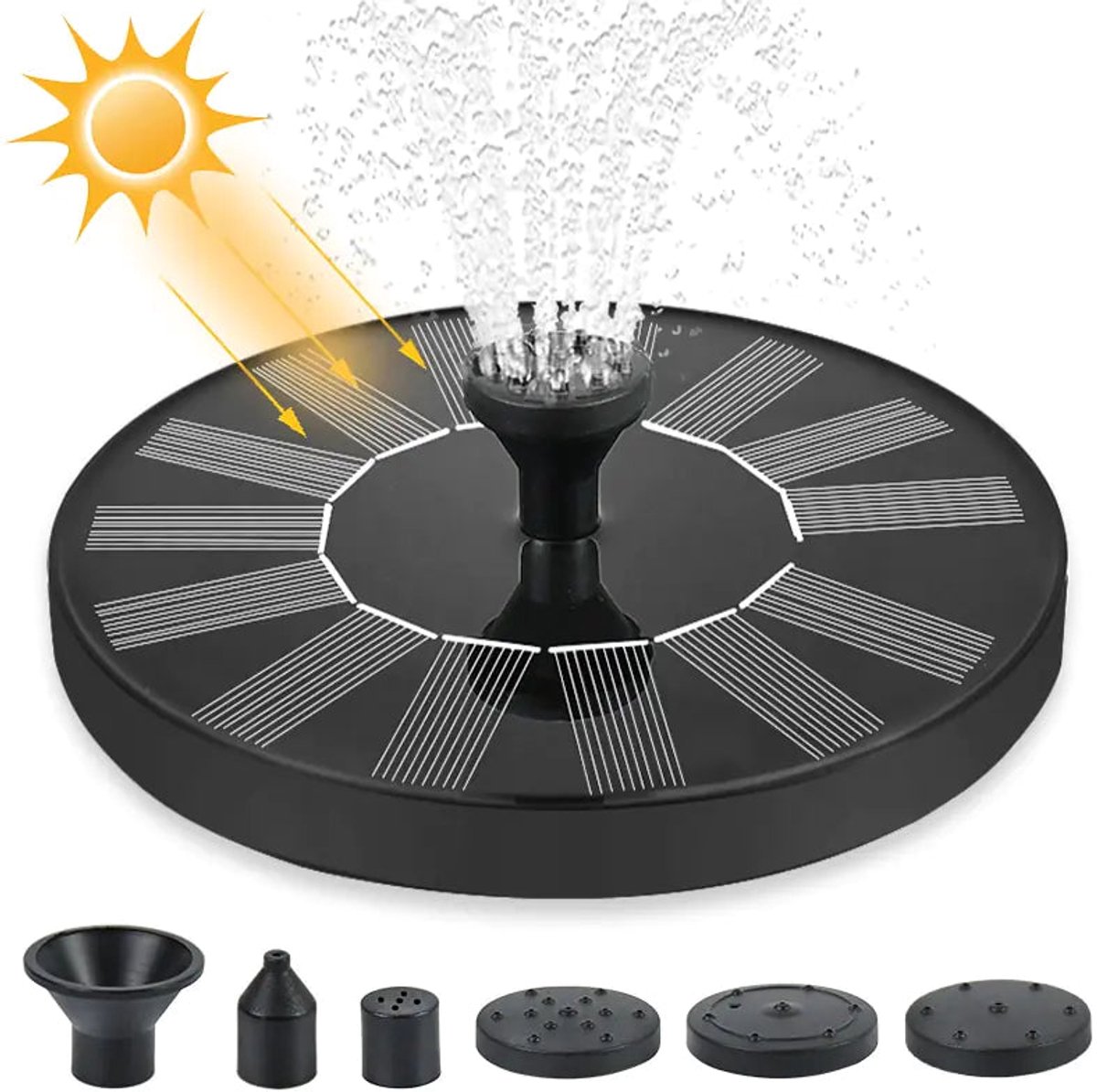 Solarbrunnen – 6 Modelle Erhältlich – Wasserbrunnen – Kleiner Brunnen – Pumpe Für Garten/teich/schwimmbad/vogelhäuschen – Ø 160 Mm