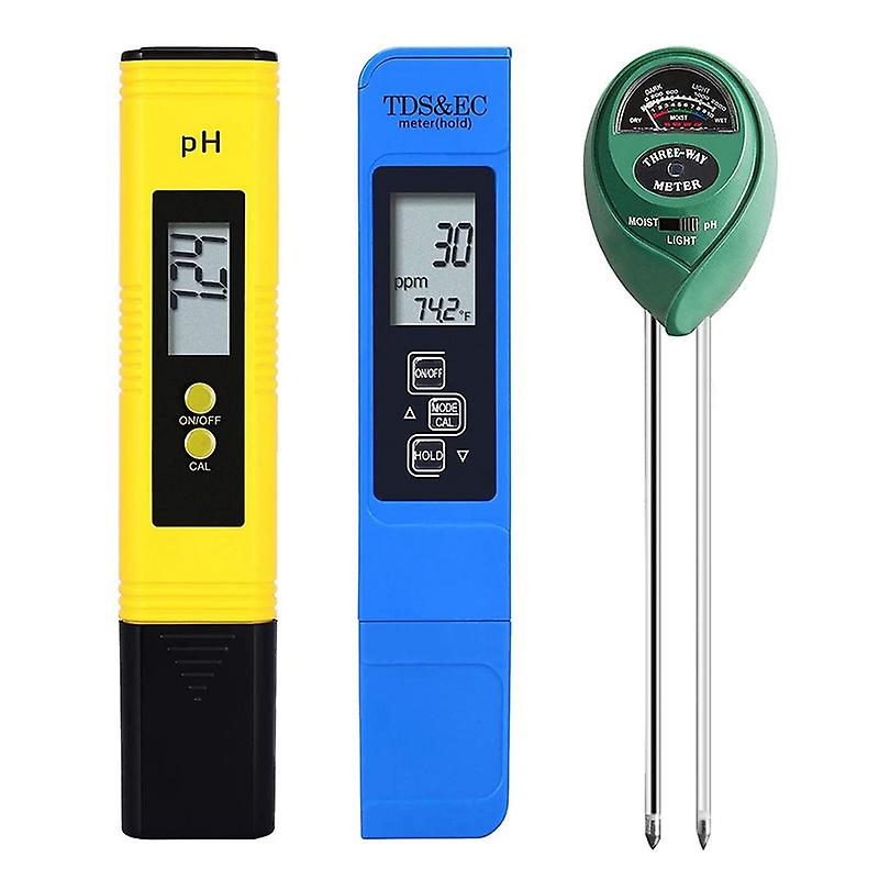 3er-pack Ph-meter, Tds- Und Ppm-meter Sowie 3-in-1-boden-ph-meter, Digitales Ph/ec-kit Für Haus, Garten Und Rasen
