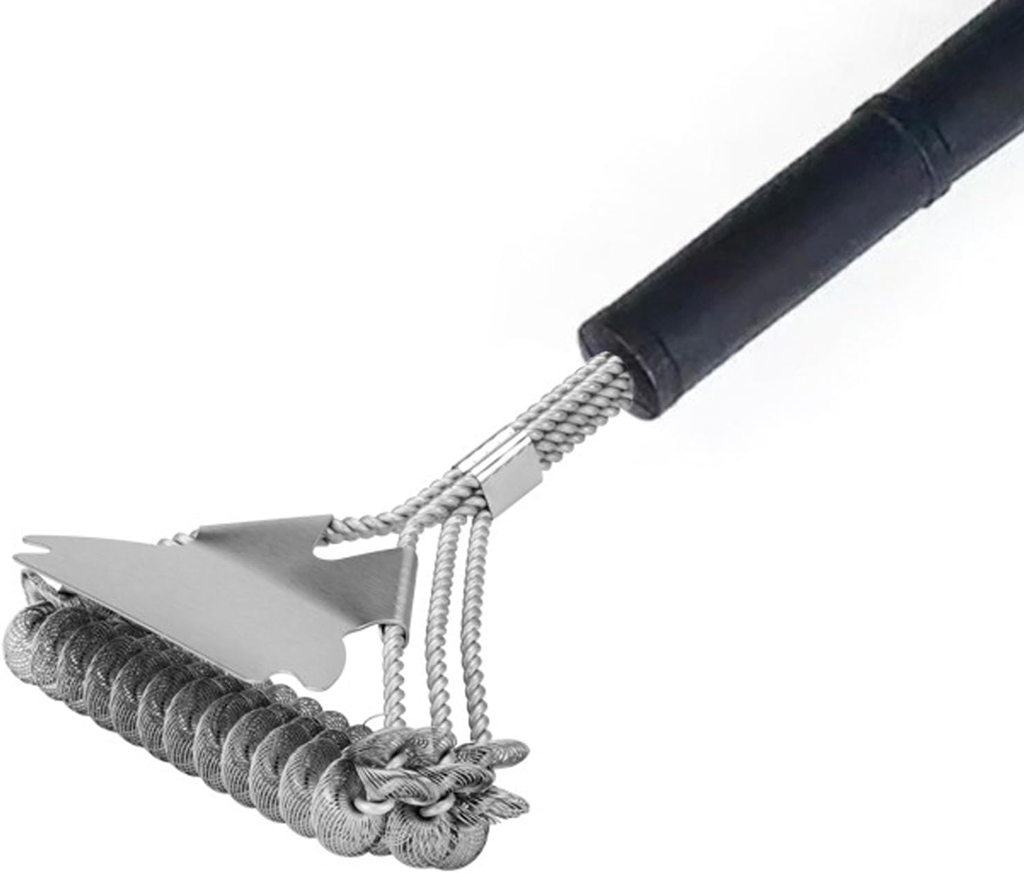 Brosse De Nettoyage Pour Barbecue Avec Deux Poils Et Grattoir Manche Extra Long Et Nettoyage À 360°, Accessoire Pour Tous Les Barbecues D'Extérieur
