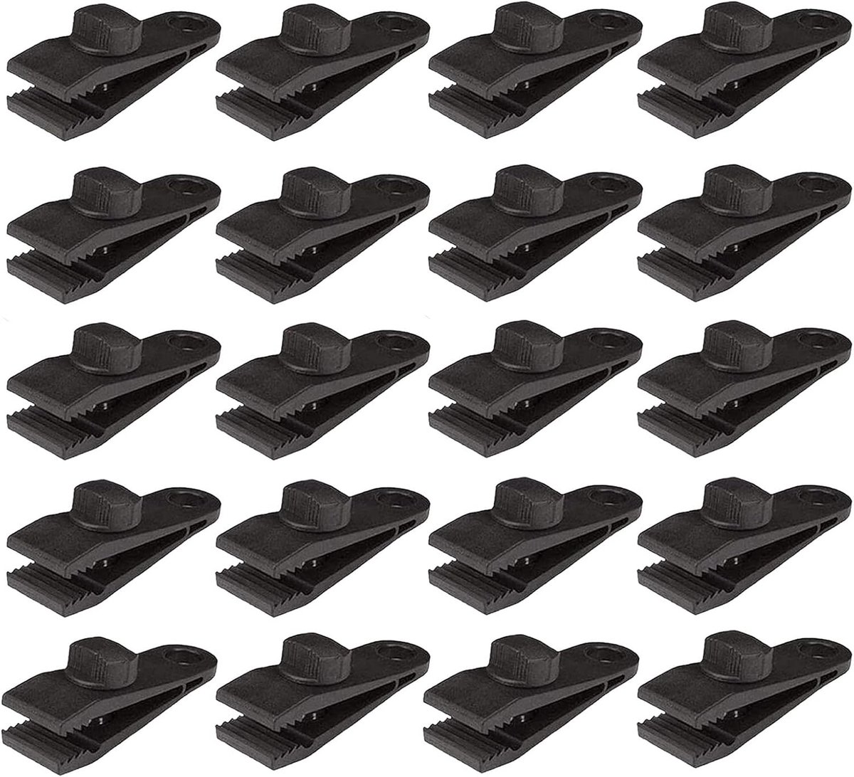 20er-pack Planenclips – Zelt- Und Markisenclips – Robustes Verriegelungssystem – Campingmarkisenclips – Planenclips – Geeignet Für Markisen, Camping- Und Wohnwagenmarkisen Sowie Gummiseile – Schwarz