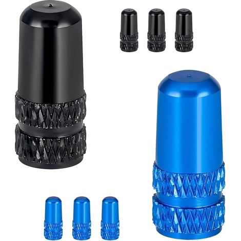 Set Mit 8 Fahrradventilkappen, Presta-ventilkappen Aus Aluminium, Staubdicht Für Mountainbikes Und Rennräder, Schwarz Und Blau