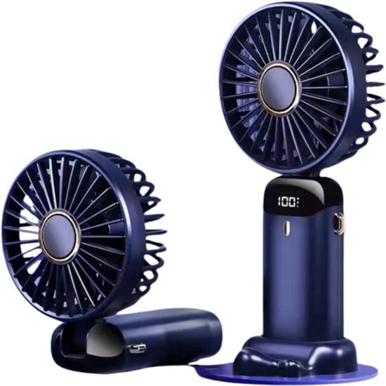 Wiederaufladbarer Tragbarer Ventilator, 5 Geschwindigkeitsstufen, Mini-falt-tischventilator Mit Led-anzeige Für Zuhause, Büro, Schlafzimmer Und Reisen Im Freien (blau)