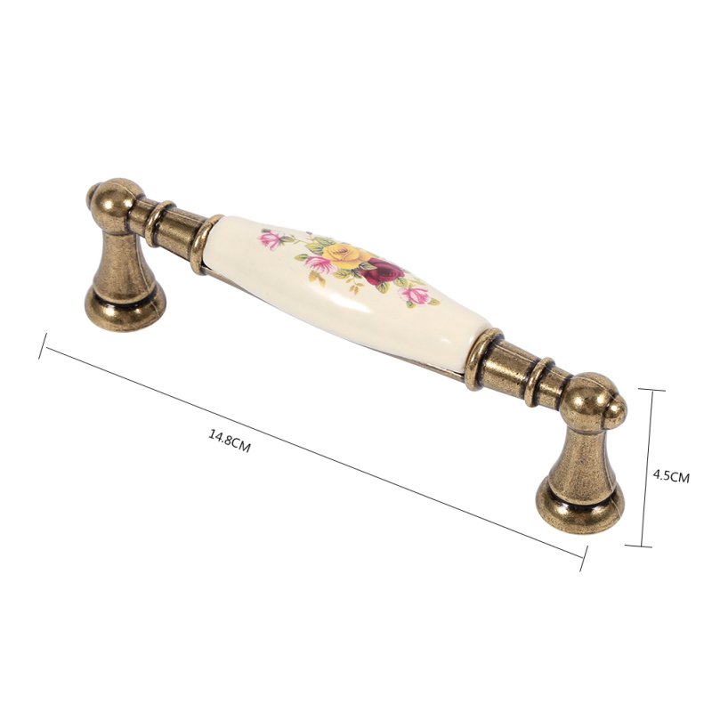 Diy-türgriffe, Schubladengriffe, Schrankgriffe, Türgriffe Aus Bronzefarbener Keramik Mit Rustikalem Blumenmuster, Nr. 1