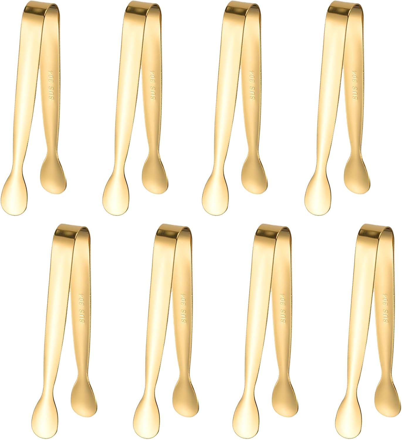 8-teiliges Set Goldener Mini-metallzangen, 11 Cm Große Edelstahlzangen, Kleines Küchenzubehör Zum Servieren Von Speisen, Eis, Zuckerwürfeln, Salat, Toast Und Desserts