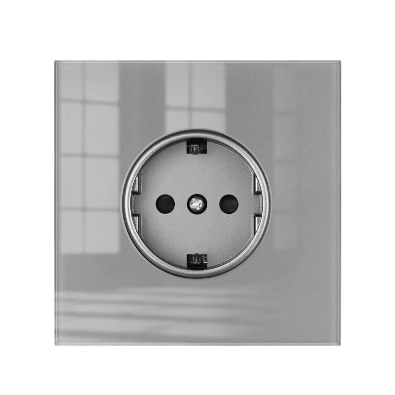Standard-eurostecker, In Eine Glasscheibe Eingelassen, 16 A, 220 V, Grau