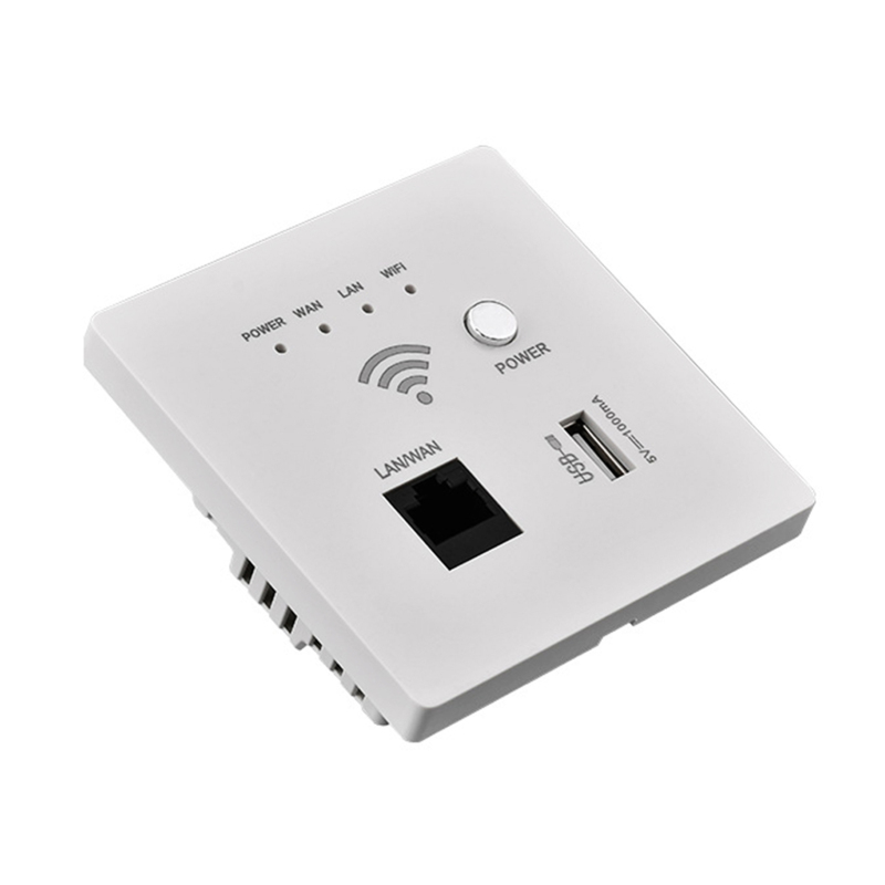 300m Drahtloser Wand-wlan-router Mit Zugangspunkt, Usb-ladeanschluss Und Wps-verschlüsselung.