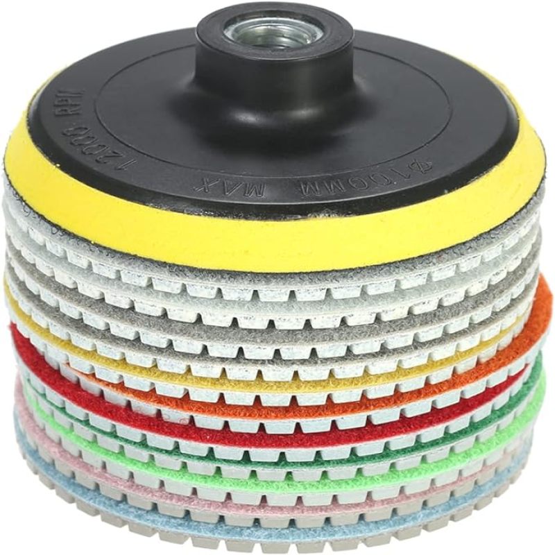 10 Cm (4 Zoll) Große Diamant-nasspolierscheiben, 11 Stück, Schleifscheibe + 1 Stützteller Für Granit, Marmor, Stein, Keramikfliesen, Beton