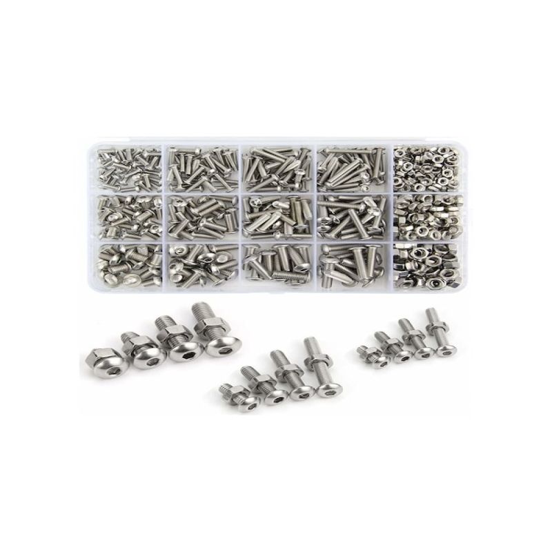 Satz Mit 500 Sechskantschrauben Aus Edelstahl 304 (m3, M4, M5) Inklusive Muttern