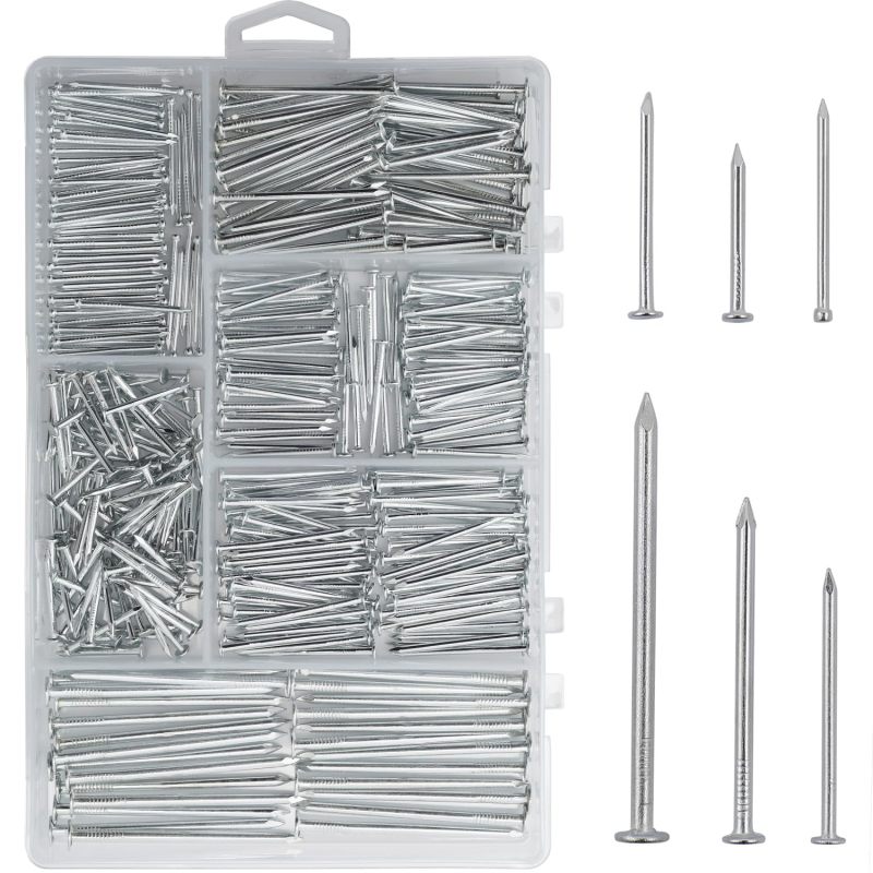 Packung Mit 376 Runden Nägeln Für Holzarbeiten, Hochfeste Eisennägel Für Den Heimwerkerbedarf, Lange Nägel Für Betonwände Und -böden.