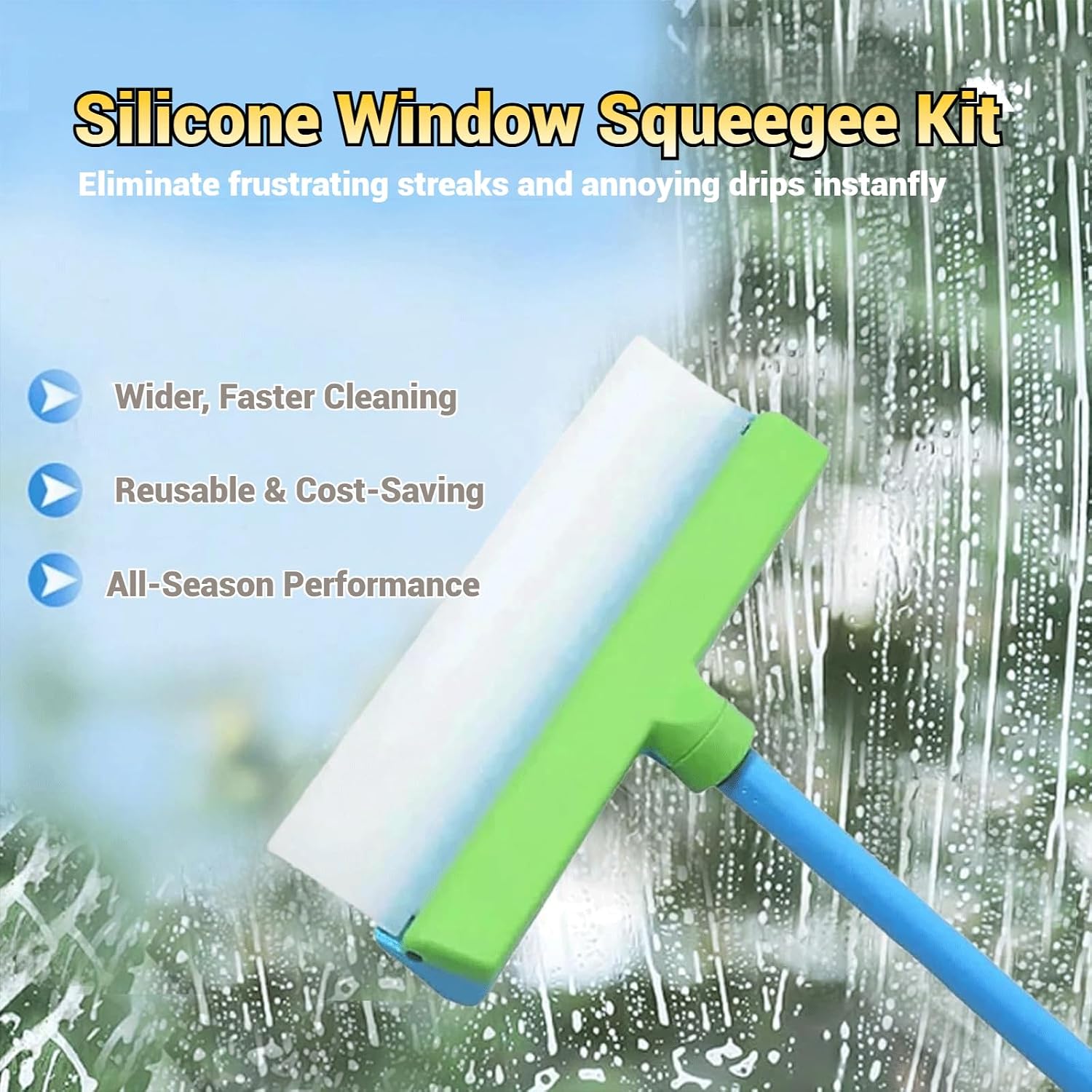 Recycelbarer Silikon-fensterabzieher – Fensterreiniger Mit Ergonomischem Griff Und Streifenfreier Klinge Für Fenster, Spiegel, Duschwände Und Glas.