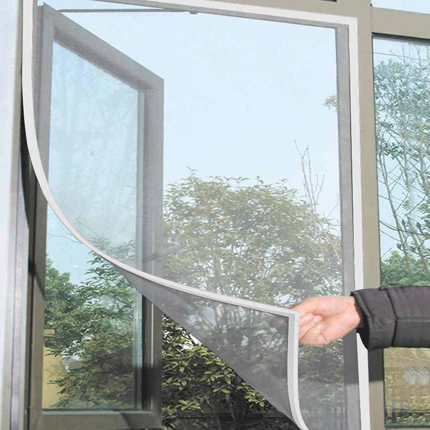 2er-pack Moskitonetz Für Fenster, Fliegengitter, Insektenschutznetz 1,3 M X 1,5 M, Schutz Vor Insekten, Bienen Und Mücken, Inklusive Einer Rolle Selbstklebendem Klebeband