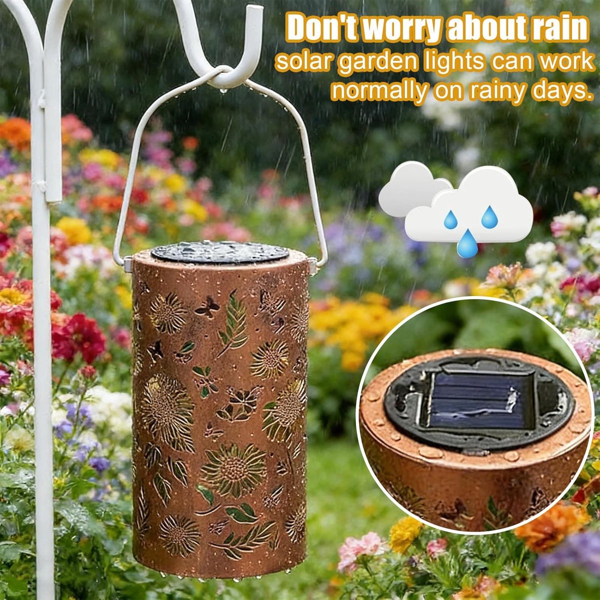 Bunte Solar-sonnenblumen-gartenlampe – Hängelampe Mit Sonnenblumen-lichteffekt – Wasserdichte Solar-gartenbeleuchtung Für Garten Und Wege – Mehrfarbig – 1 Stück