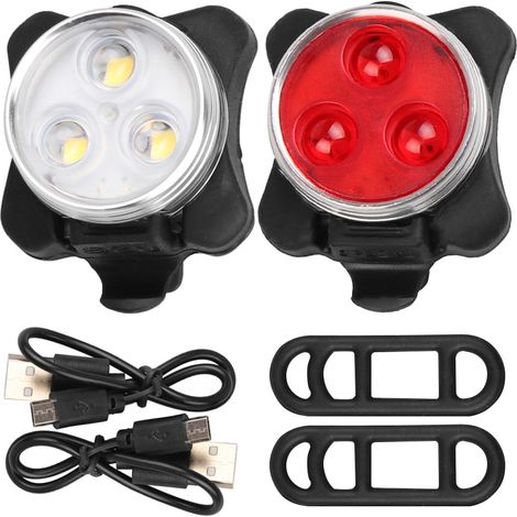 Usb-fahrradlicht – Beleuchtungsset – Geeignet Für City- Und Mountainbikes – Abs-material – Rot/weiß