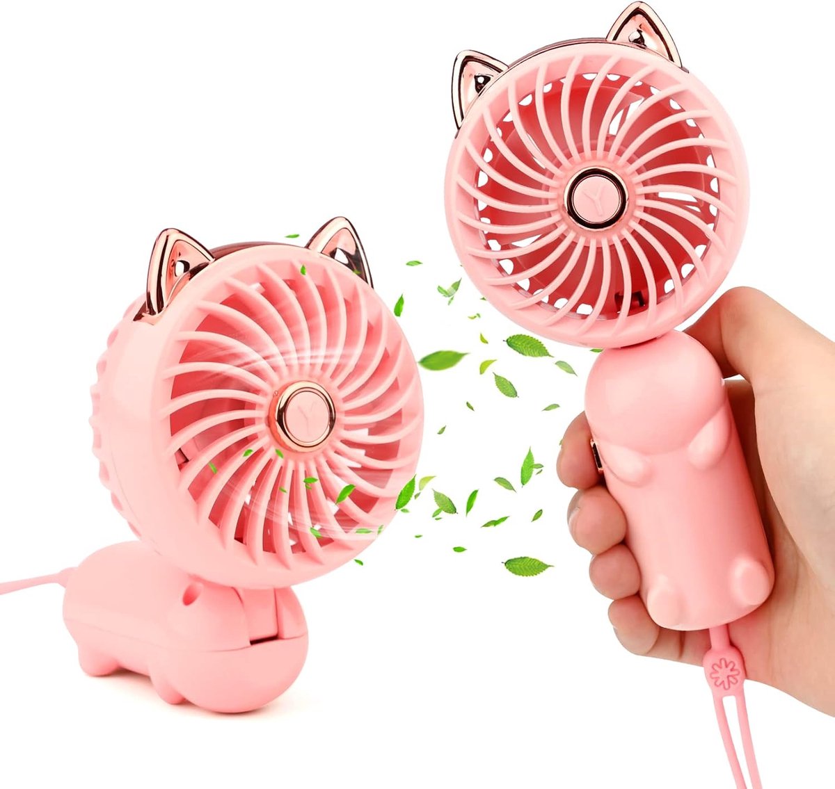Mini-faltventilator – 3 Geschwindigkeitsstufen, Usb-aufladbar – Für Büro, Reisen Und Zum Schminken – Rosa