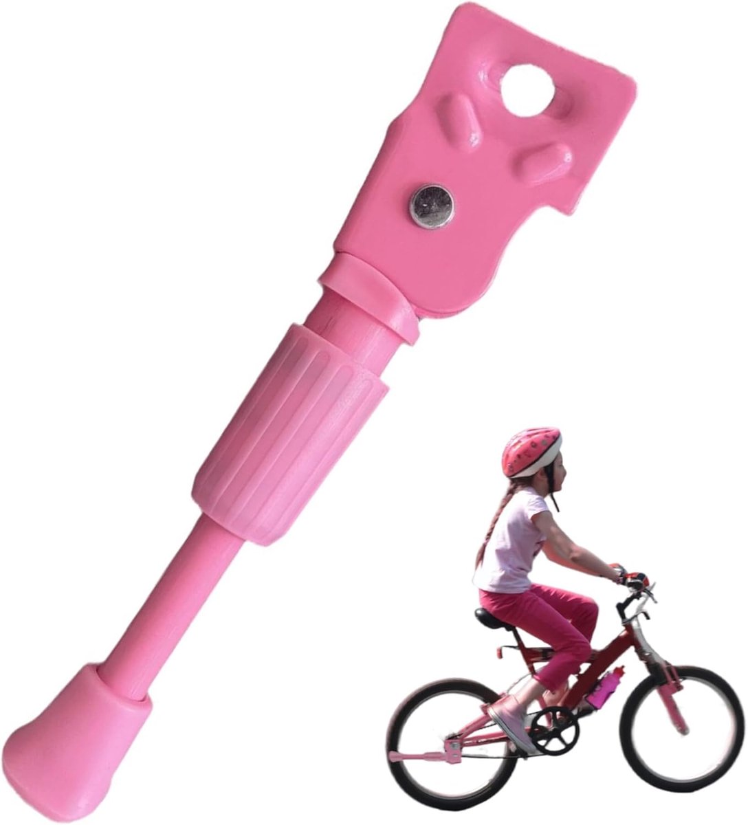 Fahrradständer Für Kinder – 40 Cm – Seitenständer – Einfacher Fahrradständer – Fahrradzubehör Für Kinder – Fahrradständer – Rutschfest – Einfache Montage – Rosa