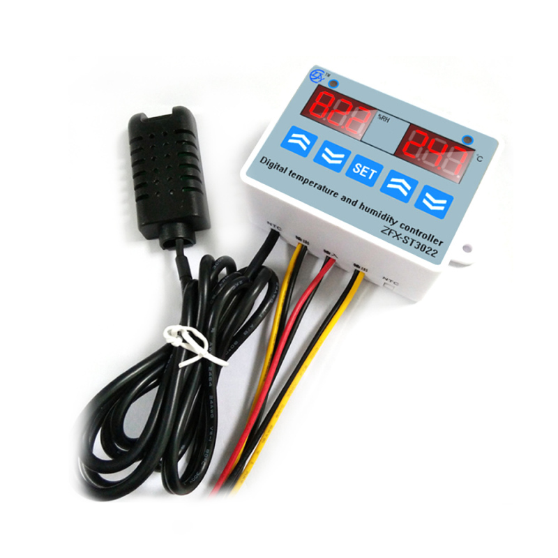Zfx-st3022 Temperatur- Und Feuchtigkeitsregler, Digitaler Thermostat Mit Zwei Displays, Hygrostat Für Gefrierschrank, Kühlschrank Und Brüterei