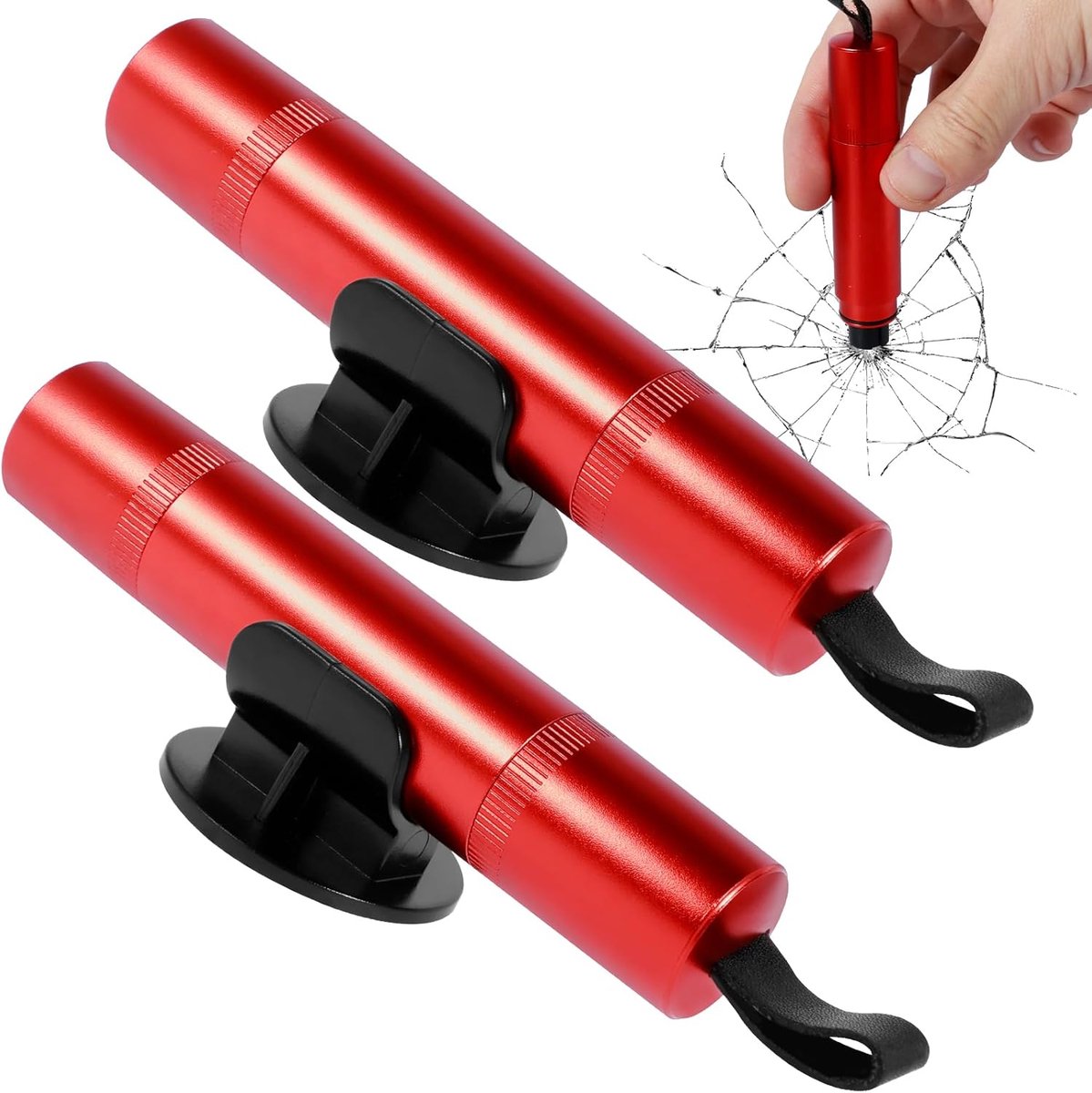 Sicherheitshammer – Halter – Sicherheit – Rot – 2-teilig – Notfallhammer – Autohammer – 2-in-1-sicherheitshammer Und Gurtschneider