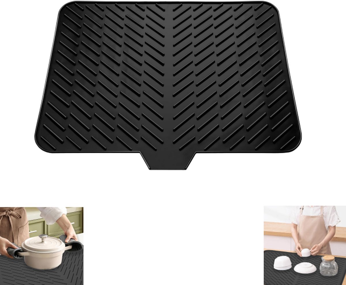 Silikon-abtropfmatte Mit Integriertem Rand – 60 X 45 Cm – Hitzebeständig – Umweltfreundlich – Hygienisch – Wasserdicht Und Rutschfest – Abtropfmatte – Geschirrmatte – Barmatte – Geschirrabtropfmatte –